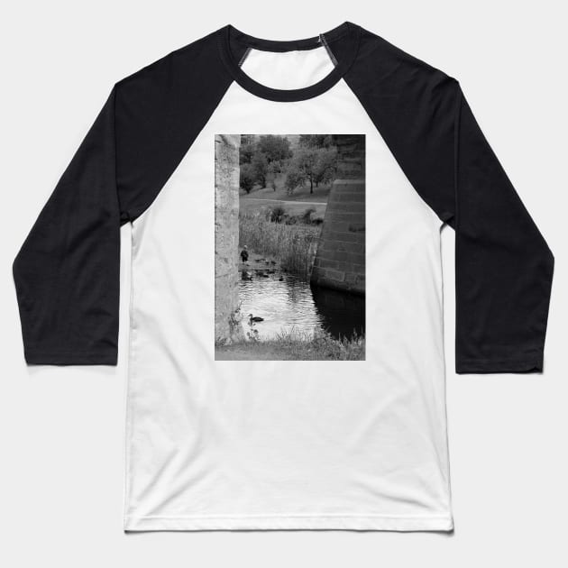 Boy feeding the ducks Baseball T-Shirt by Kirkcov